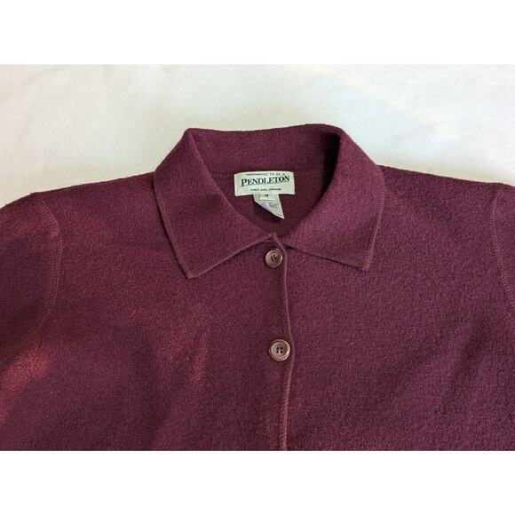 Pendleton Cardigan Sweater Burgundy Embroidered Applique Medium Grandma Floral - Picture 6 of 9